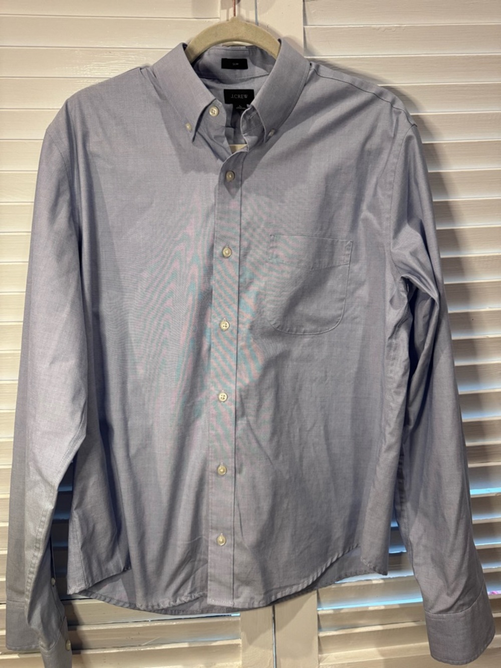 J Crew Men’s Shirt Large Light Blue Button Down Slim Fit Cotton Casual Dress